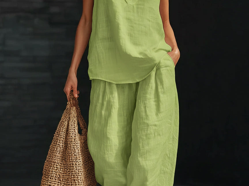 Casual Two Piece Set | Elegant Halter Neck Matching Set with Relaxed Fit 5