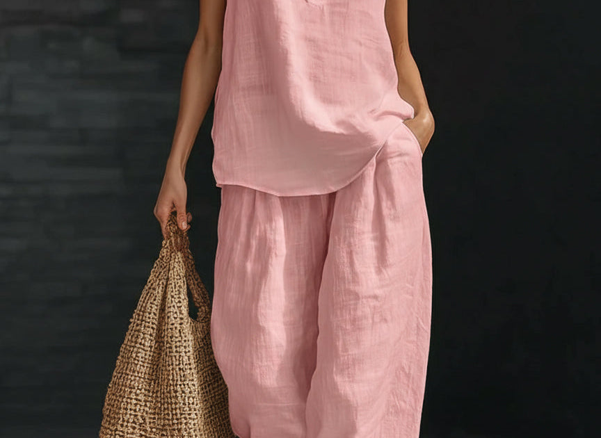 Casual Two Piece Set | Elegant Halter Neck Matching Set with Relaxed Fit 6