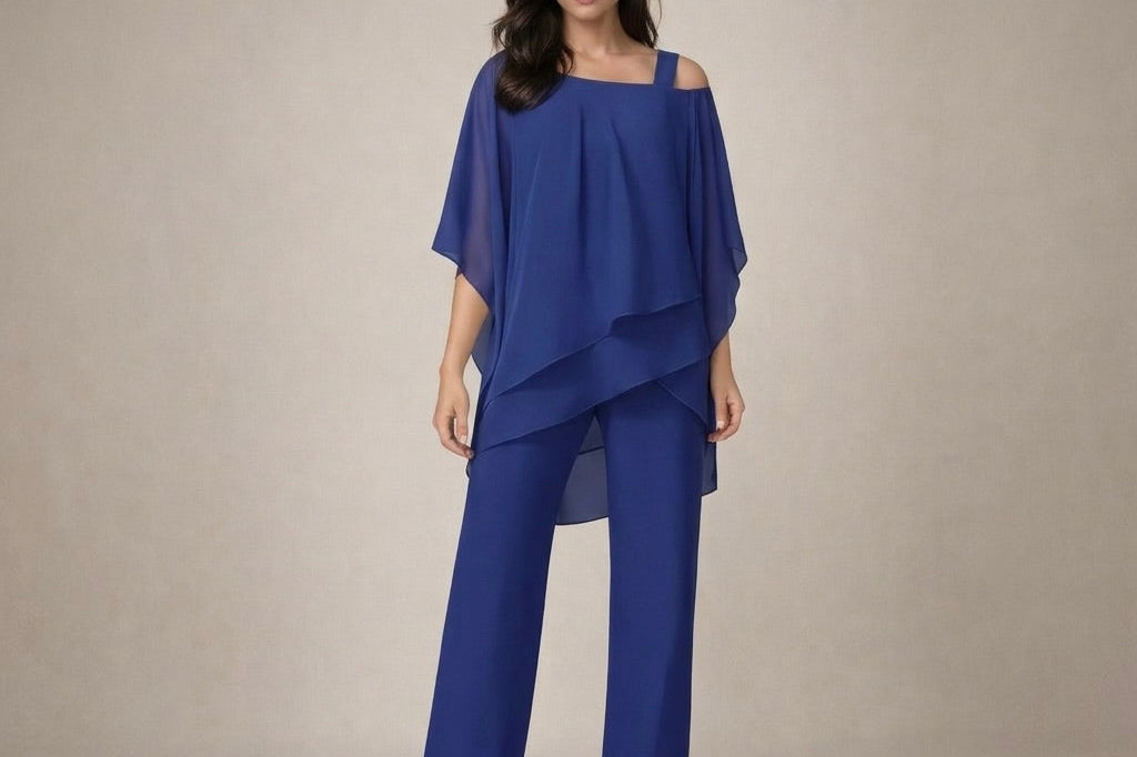 Women's Off-Shoulder Two-Piece Set | Elegant Top & Wide-Leg Trousers