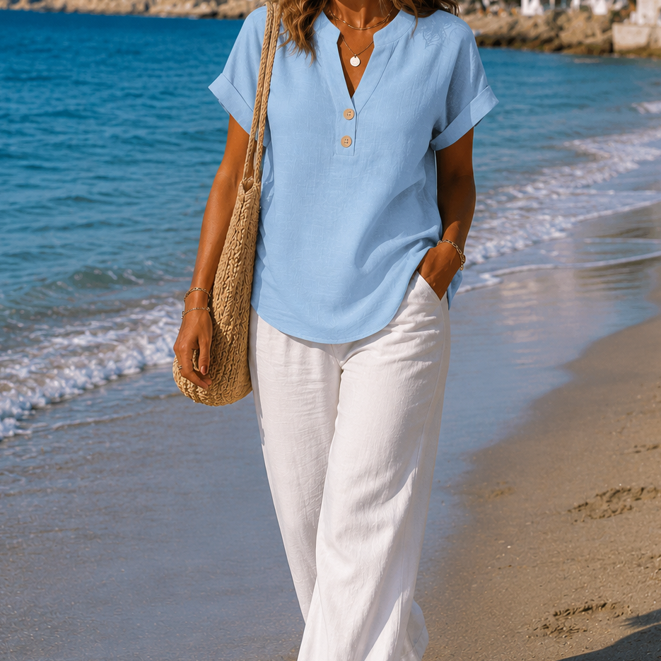 Women's Button Detail Shirt | Breathable Casual Blouse