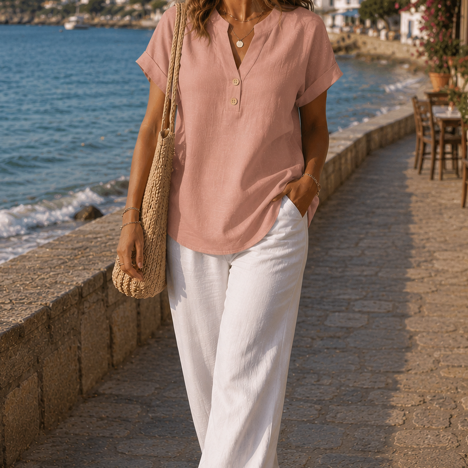 Women's Button Detail Shirt | Breathable Casual Blouse