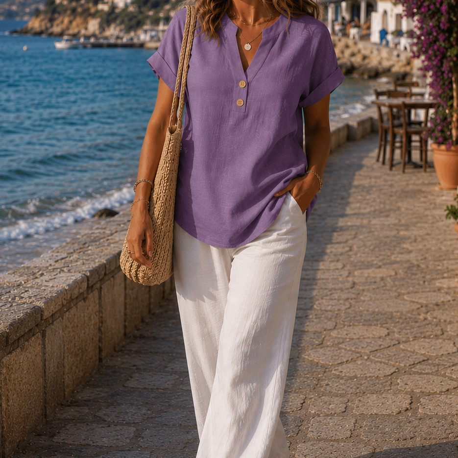 Women's Button Detail Shirt | Breathable Casual Blouse