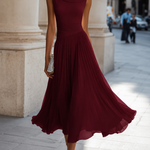 Bordeaux cowl neck midi dress