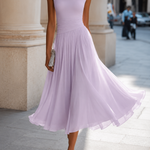 Lavender cowl neck midi dress