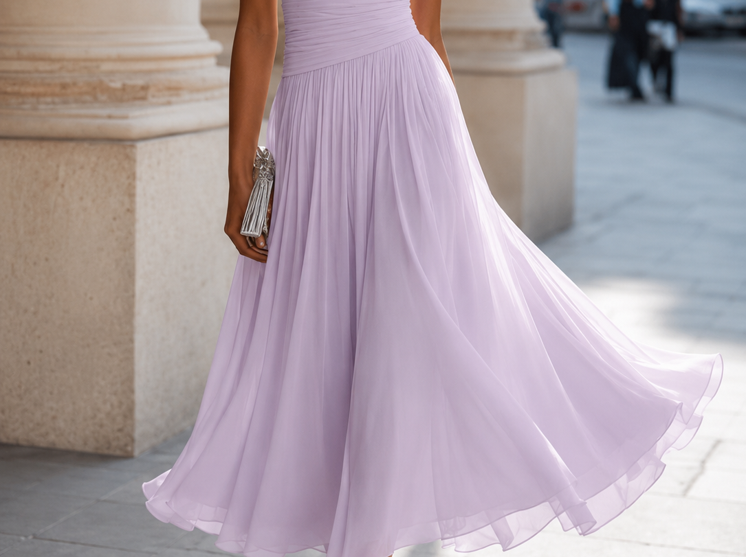 Lavender cowl neck midi dress