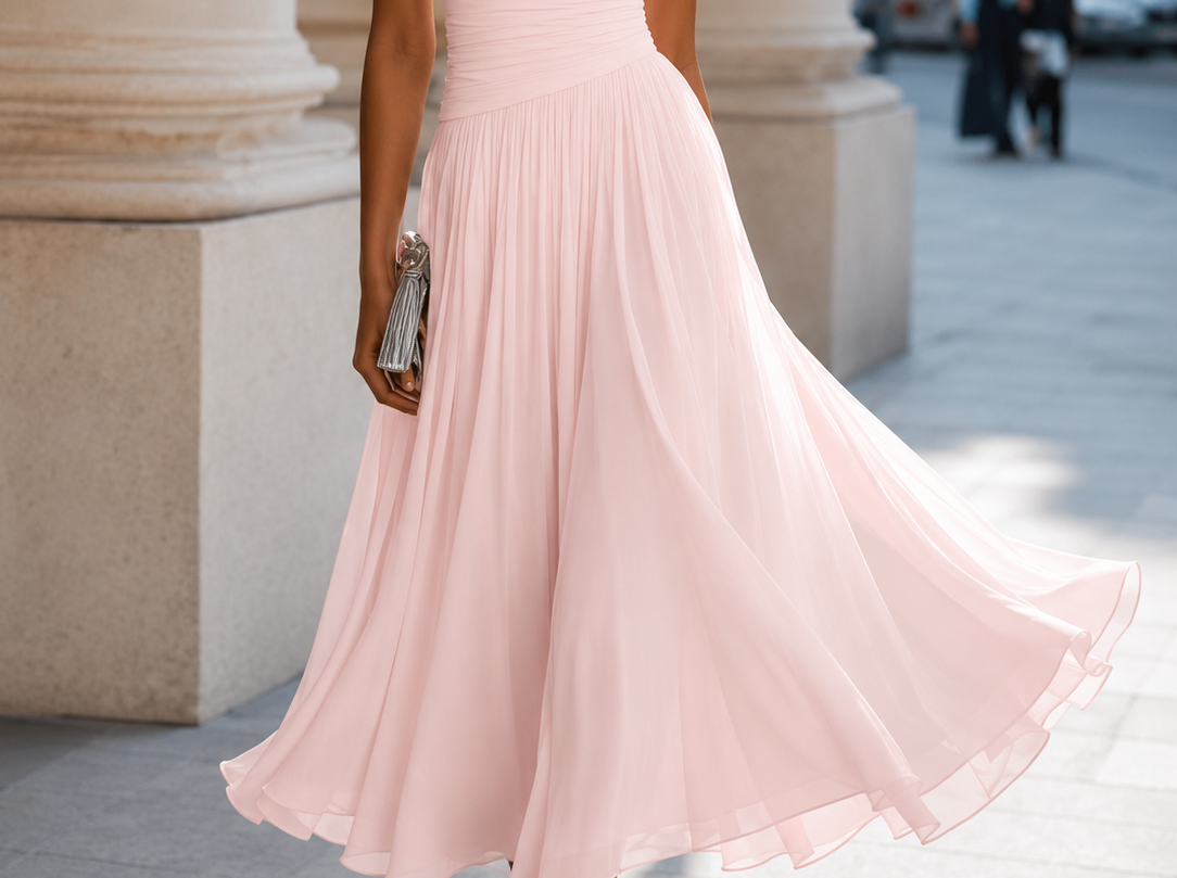 Pink cowl neck midi dress