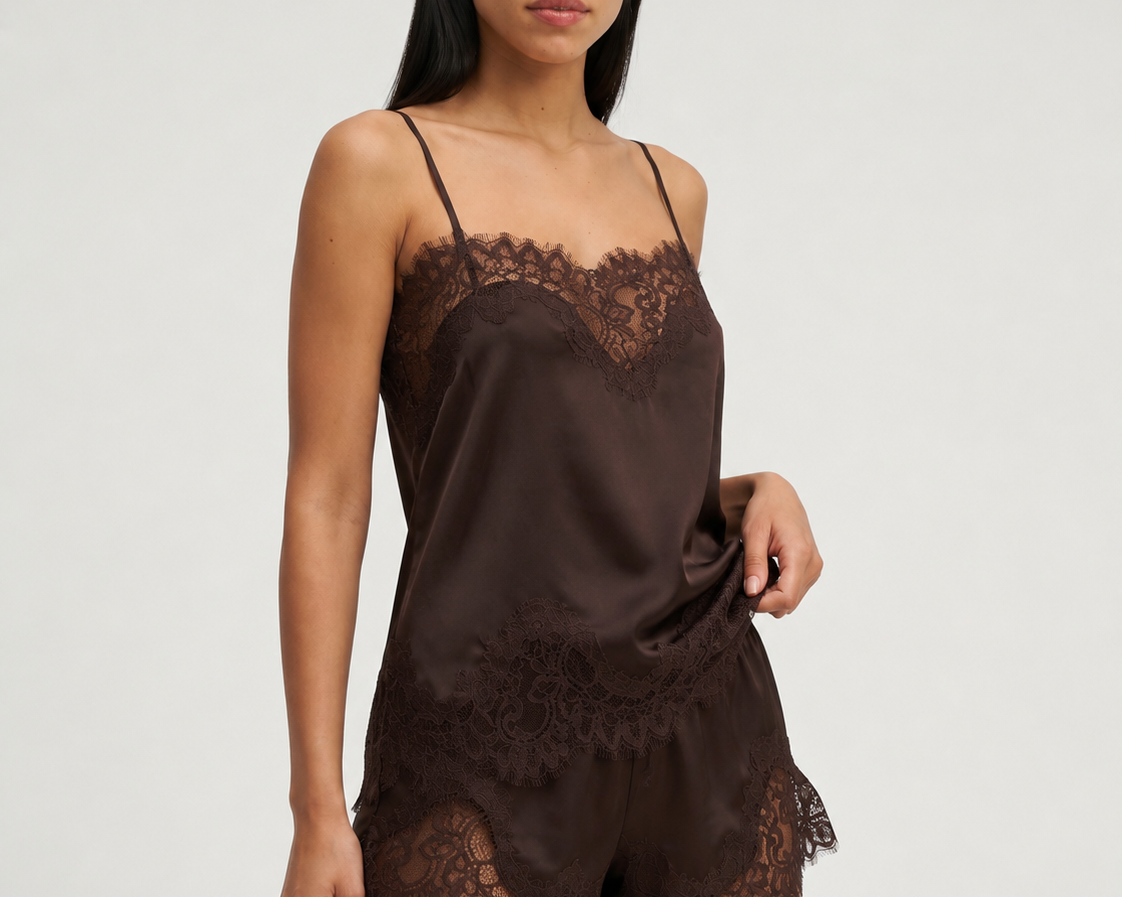 Cami Shorts Set - Brown front