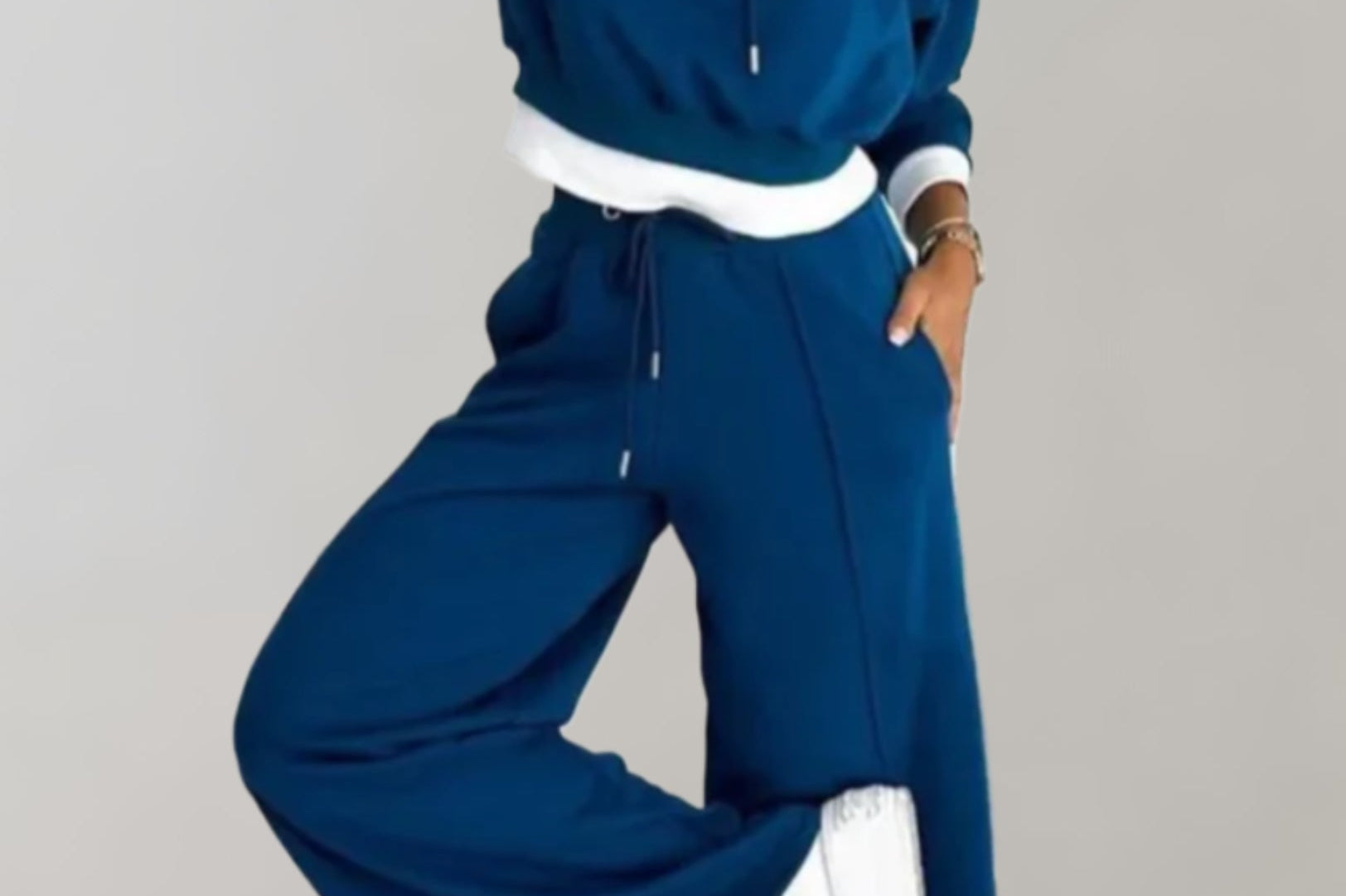 Women's Knit Two-Piece Hoodie Set | Drawstring Casual Set