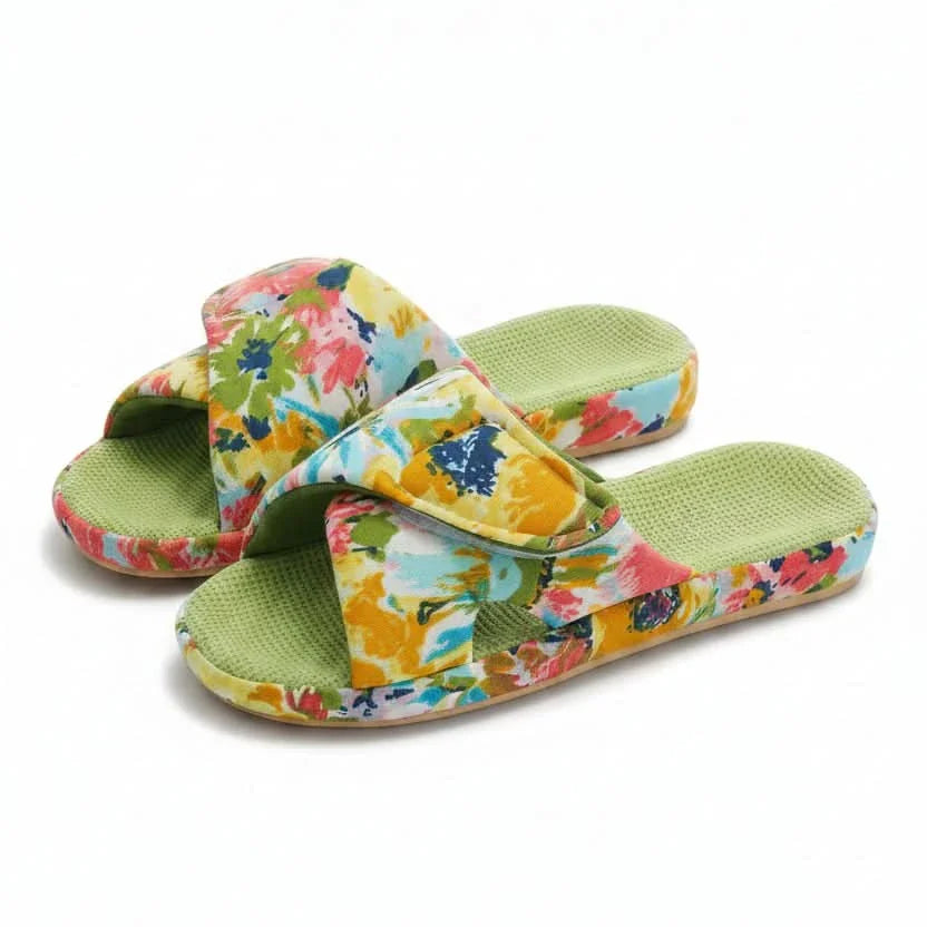 Women's Open Toe Comfort Slippers | Adjustable Cushioned Slides