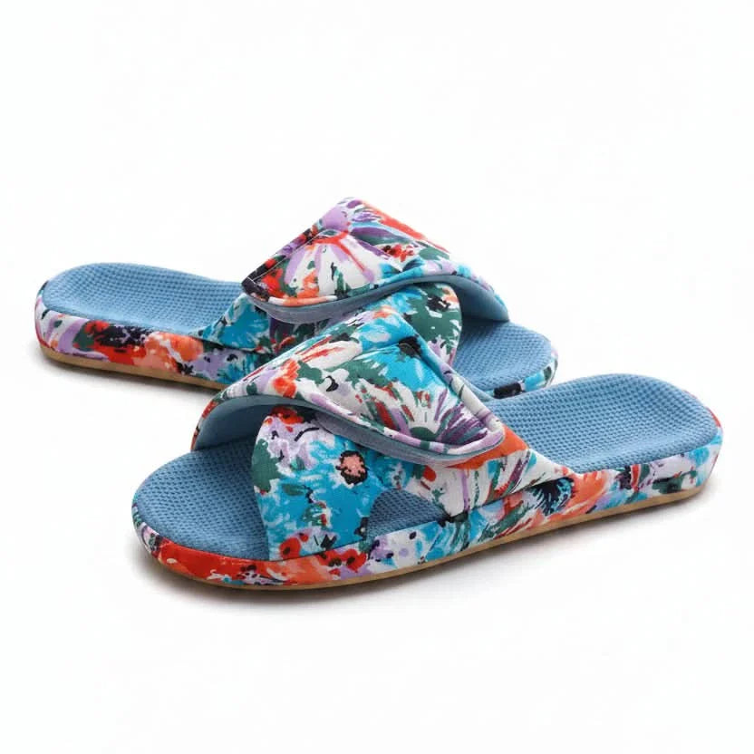 Women's Open Toe Comfort Slippers | Adjustable Cushioned Slides