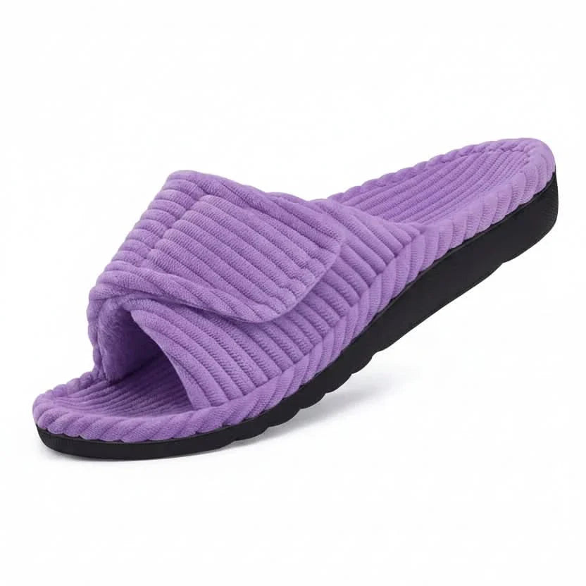 Women's Open Toe Comfort Slippers | Adjustable Cushioned Slides