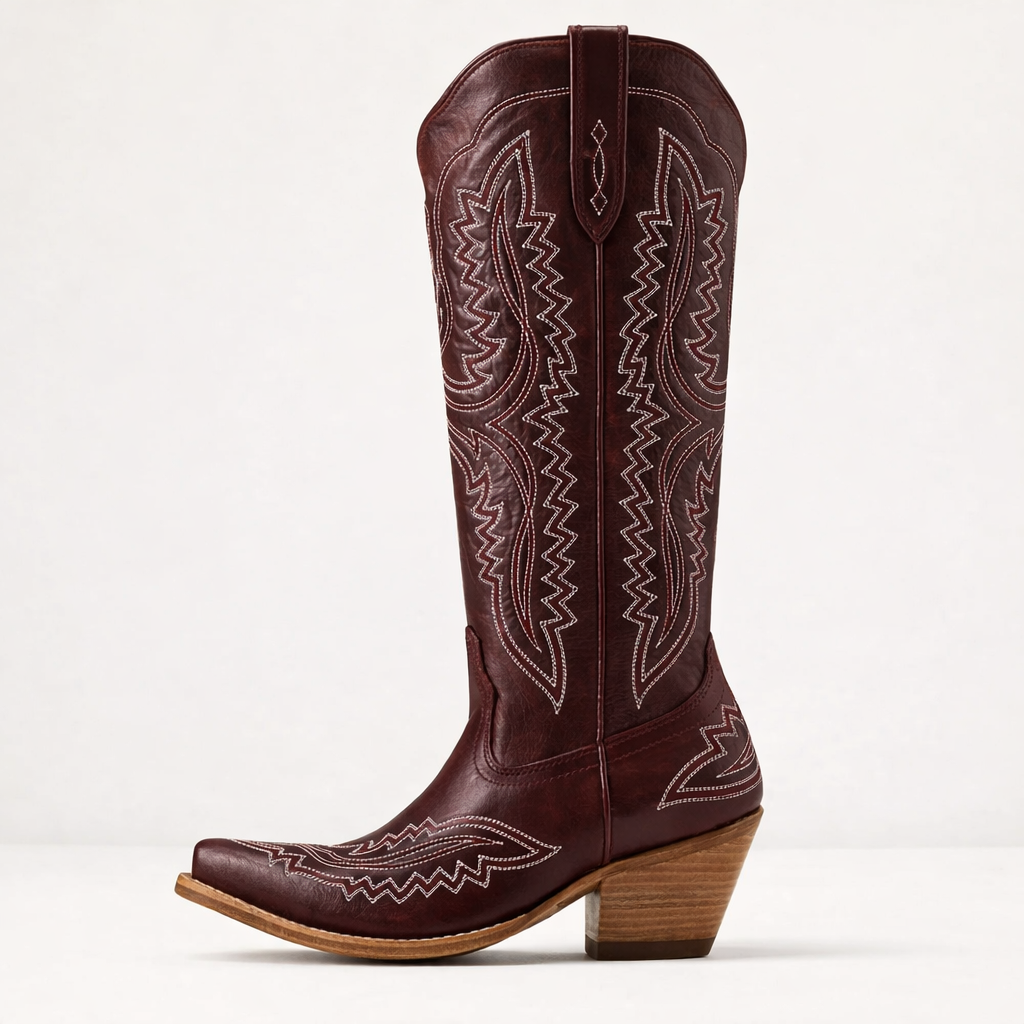 Cowboy Boots | Embroidered Western Style Mid-Height Heeled Footwear | Stylish Comfort & Classic Design 11