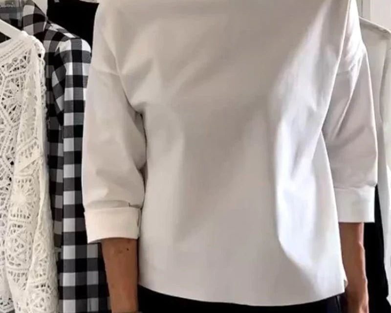 Cowl Neck Top | Relaxed Fit | 3/4 Sleeve Blouse for Women | Elegant | Versatile 3
