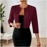 Cropped Blazer | Open Front Professional Jacket | Modern Tailored Stylish 10
