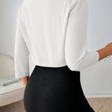 Cropped Blazer | Open Front Professional Jacket | Modern Tailored Stylish 3