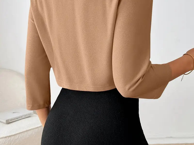Cropped Blazer | Open Front Professional Jacket | Modern Tailored Stylish 6
