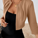 Cropped Blazer | Open Front Professional Jacket | Modern Tailored Stylish 8