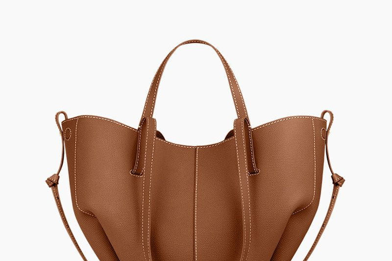 Women's Sculptural Textured Leather Mini Tote | Two-Way Folded Tote Bag