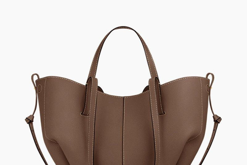 Women's Sculptural Textured Leather Mini Tote | Two-Way Folded Tote Bag