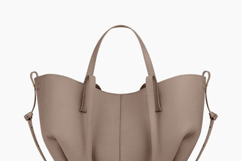 Women's Sculptural Textured Leather Mini Tote | Two-Way Folded Tote Bag