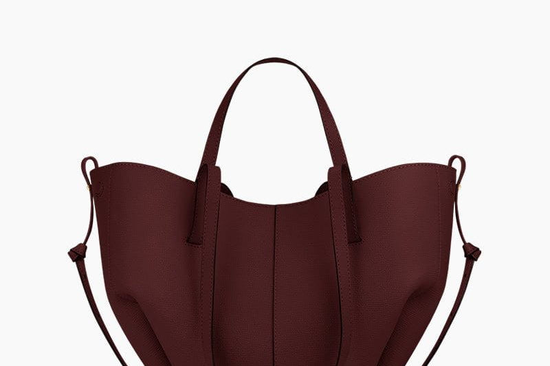 Women's Sculptural Textured Leather Mini Tote | Two-Way Folded Tote Bag