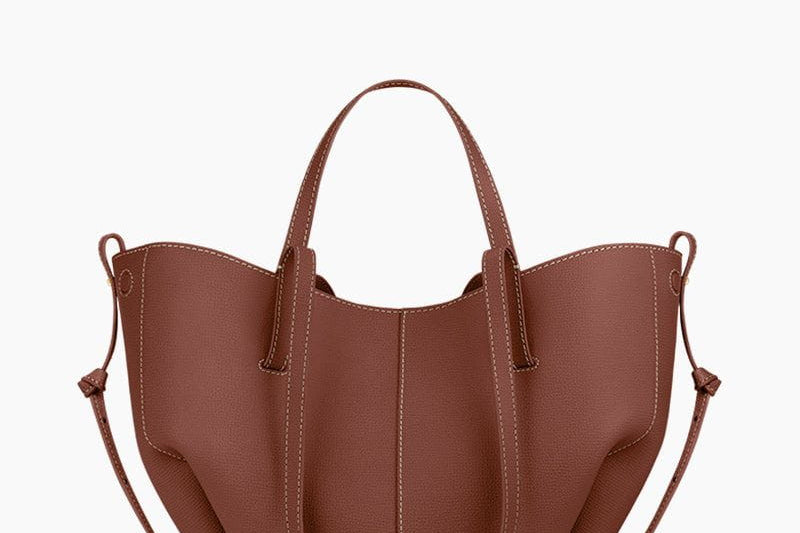 Women's Sculptural Textured Leather Mini Tote | Two-Way Folded Tote Bag