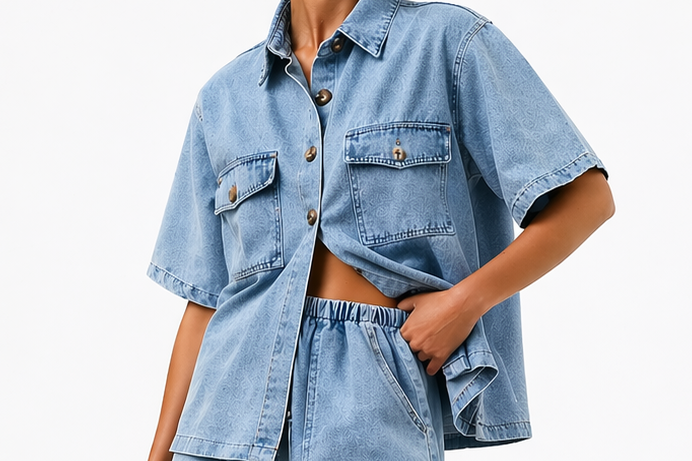 Denim Co-Ord Set | Modern Relaxed Two-Piece Outfit 0