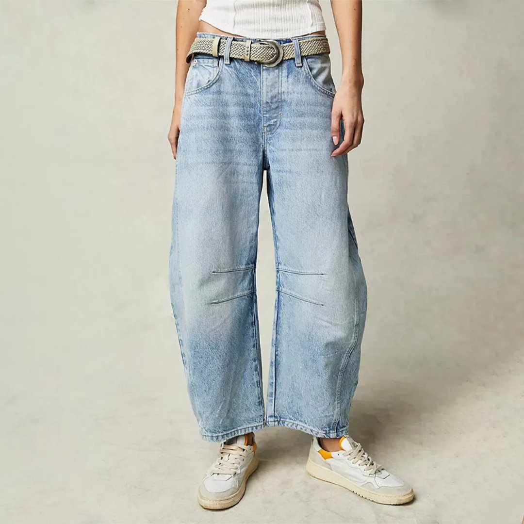 Denim Jeans | Cropped Barrel Leg Style | Comfortable Heavyweight Fit 0