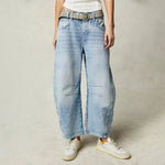 Denim Jeans | Cropped Barrel Leg Style | Comfortable Heavyweight Fit 0