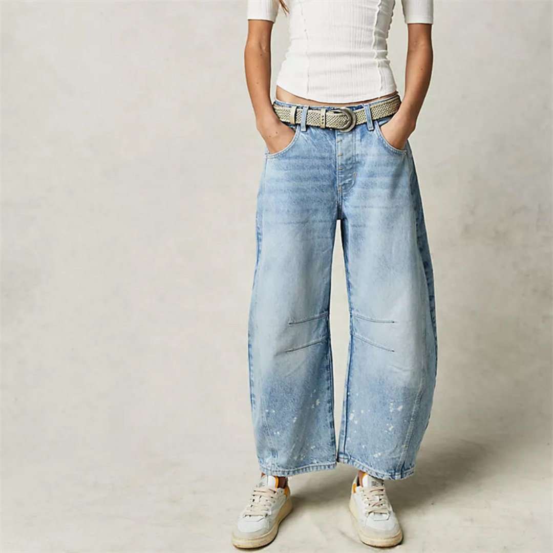 Denim Jeans | Cropped Barrel Leg Style | Comfortable Heavyweight Fit 1