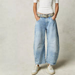 Denim Jeans | Cropped Barrel Leg Style | Comfortable Heavyweight Fit 1
