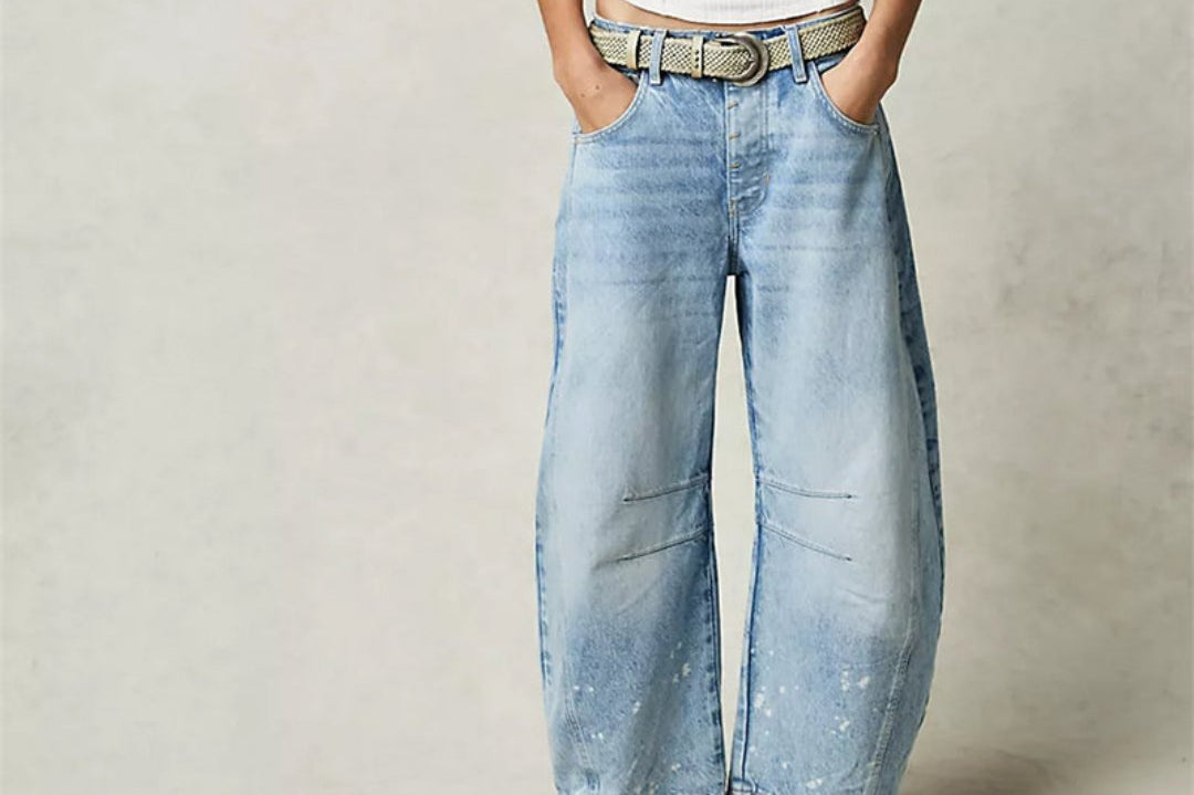 Denim Jeans | Cropped Barrel Leg Style | Comfortable Heavyweight Fit 1