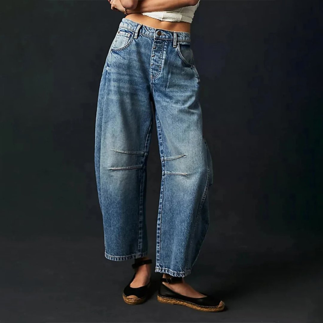 Denim Jeans | Cropped Barrel Leg Style | Comfortable Heavyweight Fit 4