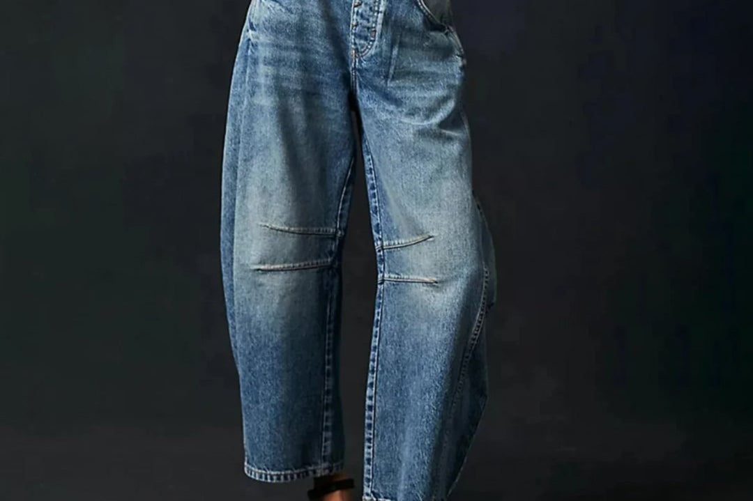 Denim Jeans | Cropped Barrel Leg Style | Comfortable Heavyweight Fit 4