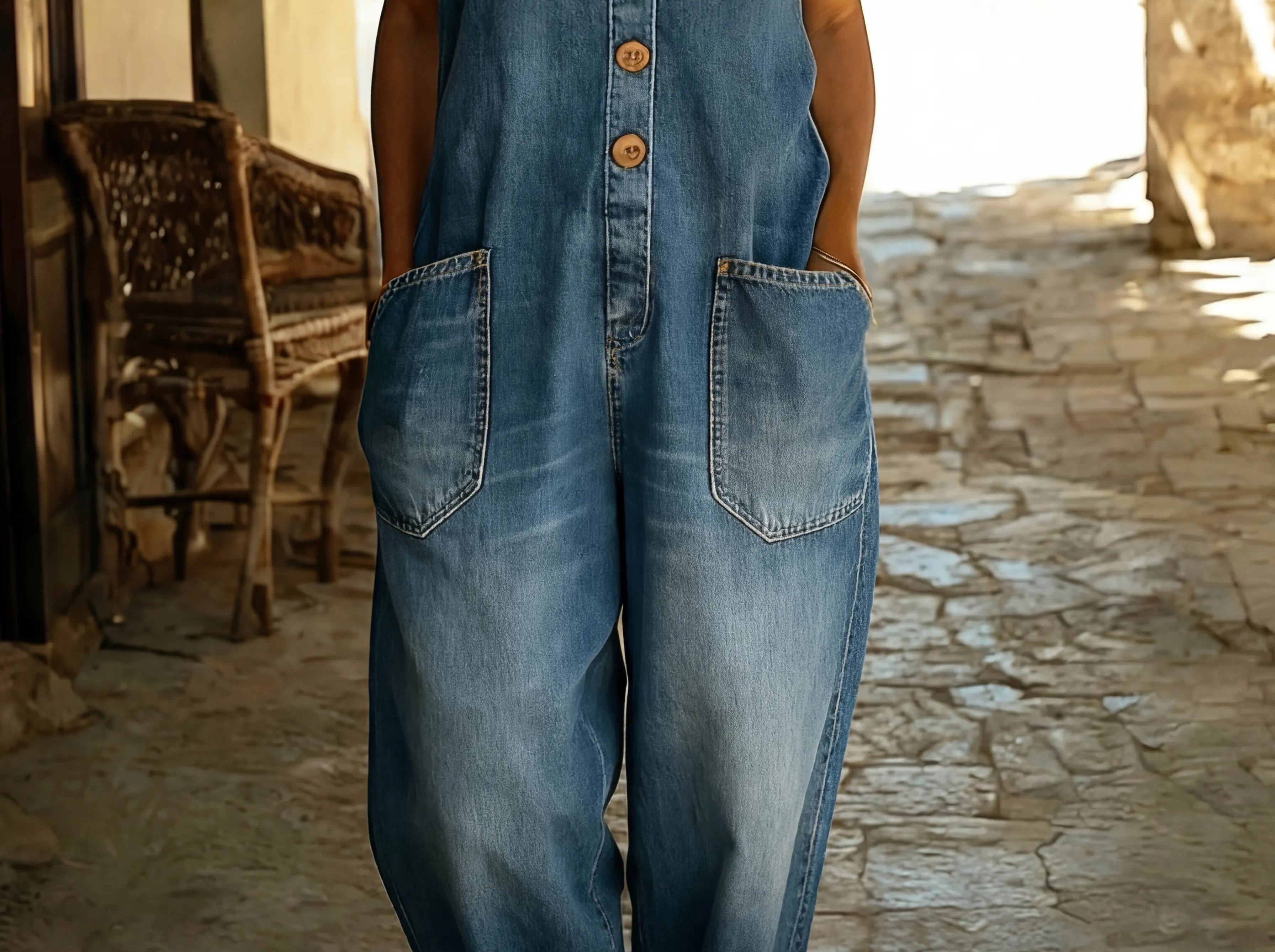 Denim Overall | Adjustable Buckle Casual Jumpsuit 0