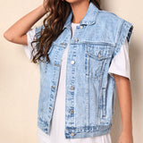 Denim Vest | Vintage Sleeveless Layering Piece Stylish Versatile 6