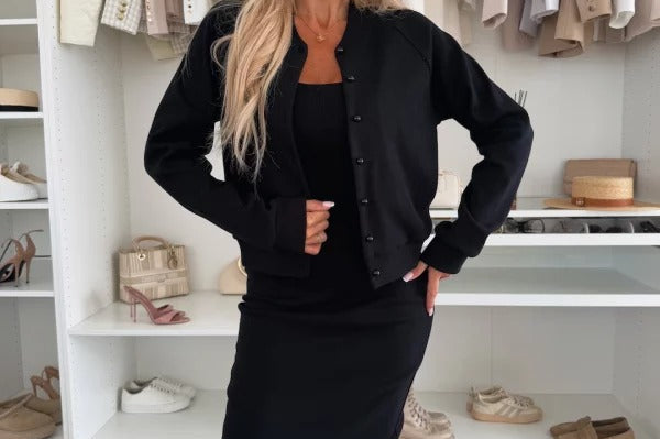 Dress Set | Elegant Two Piece Outfit | Versatile Midi Dress with Cardigan 10