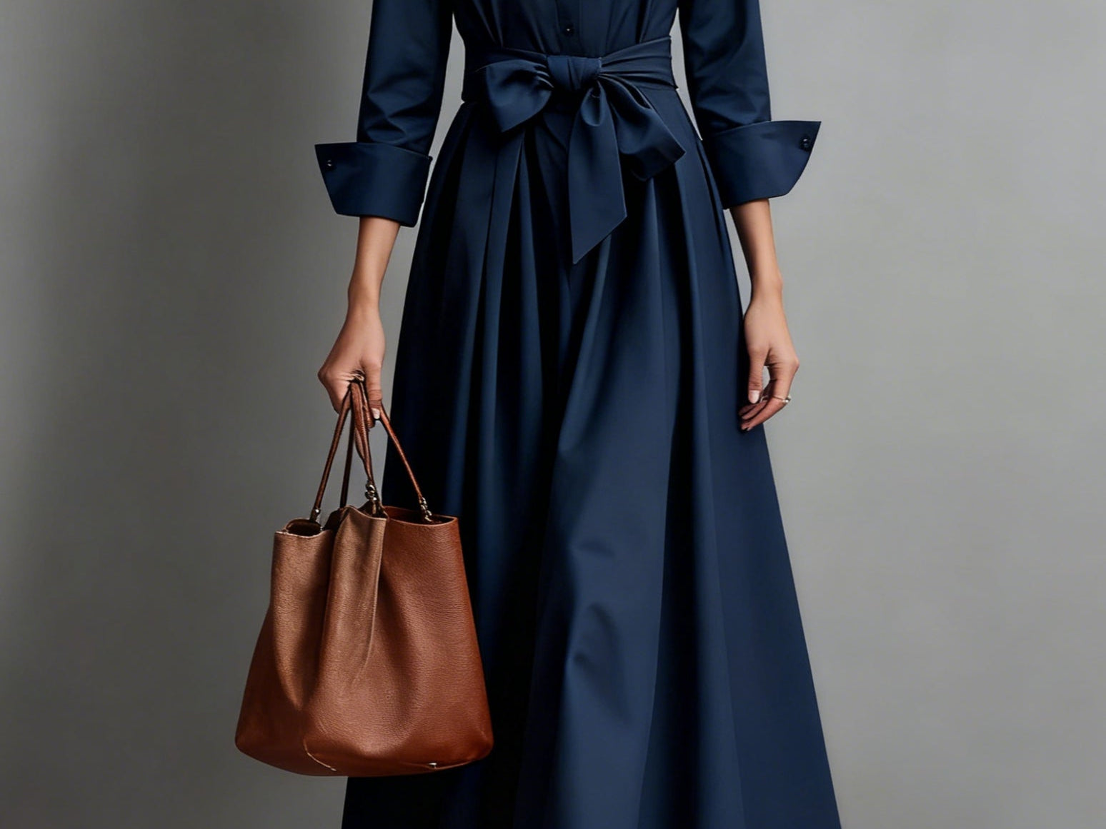 Dress | A-Line Midi Shirt Dress | Elegant | Comfortable 3