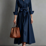 Dress | A-Line Midi Shirt Dress | Elegant | Comfortable 3