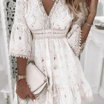 Dress | Bohemian V-Neck Midi Dress | Relaxed Loose Fit 3