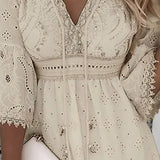 Dress | Bohemian V-Neck Midi Dress | Relaxed Loose Fit 4