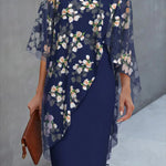 Dress | Floral Print Wedding Guest Dress with Chiffon Layer | Elegant Timeless Style 0