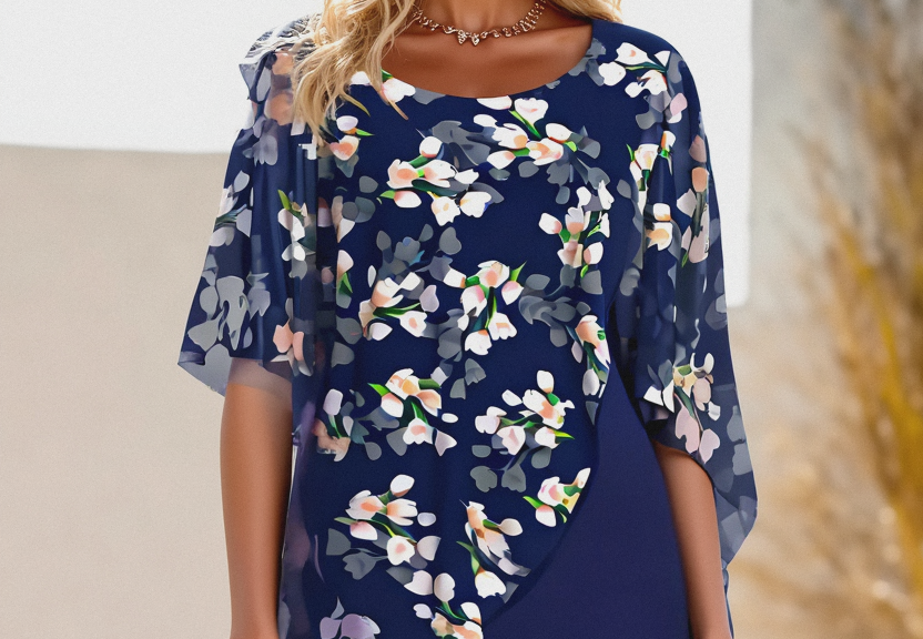 Dress | Floral Print Wedding Guest Dress with Chiffon Layer | Elegant Timeless Style 1