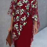 Dress | Floral Print Wedding Guest Dress with Chiffon Layer | Elegant Timeless Style 2