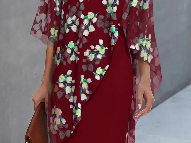 Dress | Floral Print Wedding Guest Dress with Chiffon Layer | Elegant Timeless Style 2