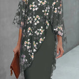 Dress | Floral Print Wedding Guest Dress with Chiffon Layer | Elegant Timeless Style 3