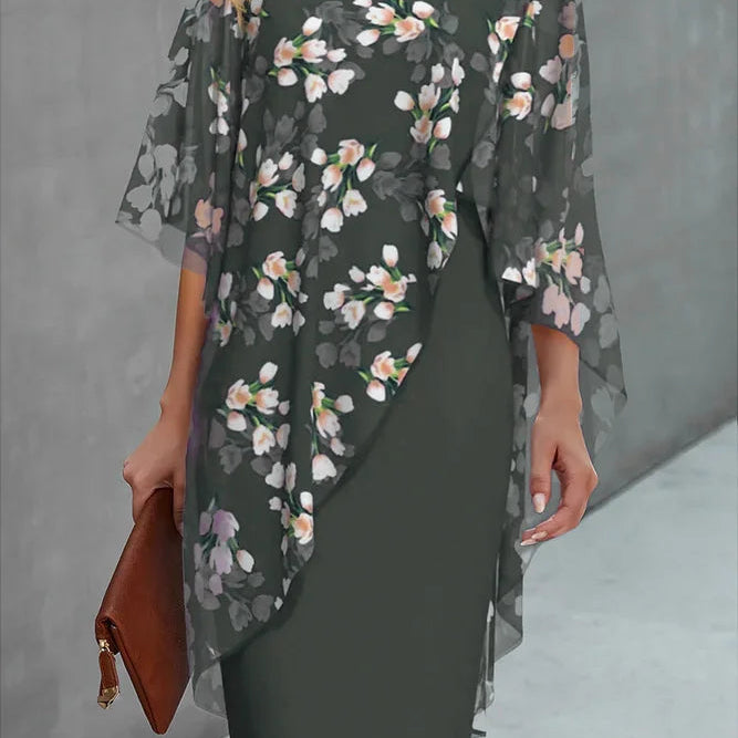 Dress | Floral Print Wedding Guest Dress with Chiffon Layer | Elegant Timeless Style 3