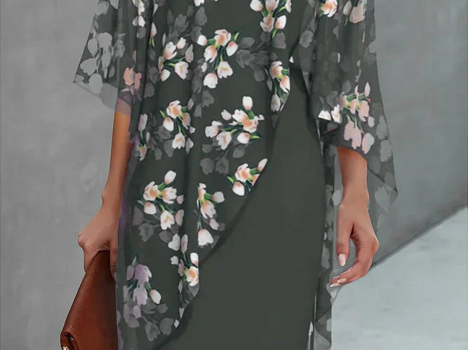 Dress | Floral Print Wedding Guest Dress with Chiffon Layer | Elegant Timeless Style 5