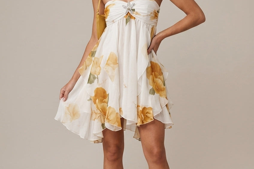 Dress | Floral Print | Mini Dress | Flowy | Charming 0