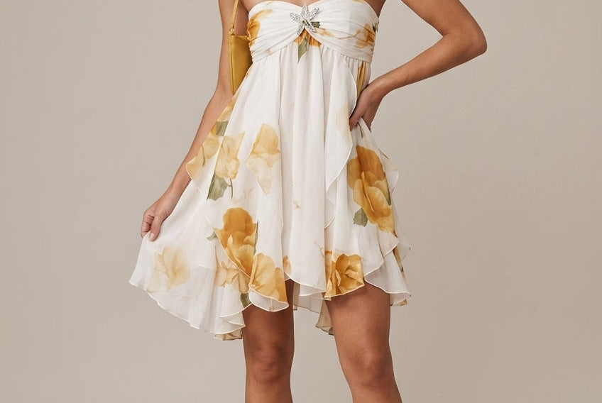 Dress | Floral Print | Mini Dress | Flowy | Charming 0
